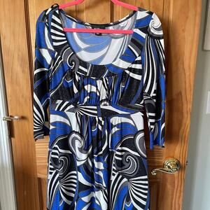 Alyx dress, blue silver black 3/4 sleeve size 8